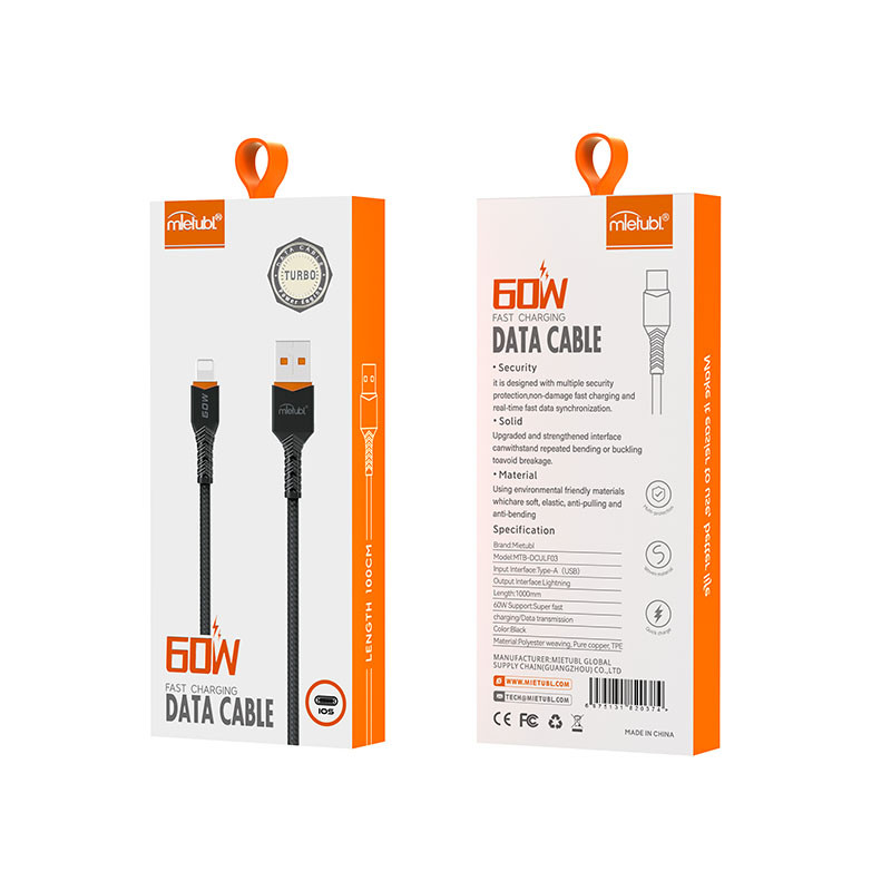 PD60W braided mobile phone charging cable USB To Lightning